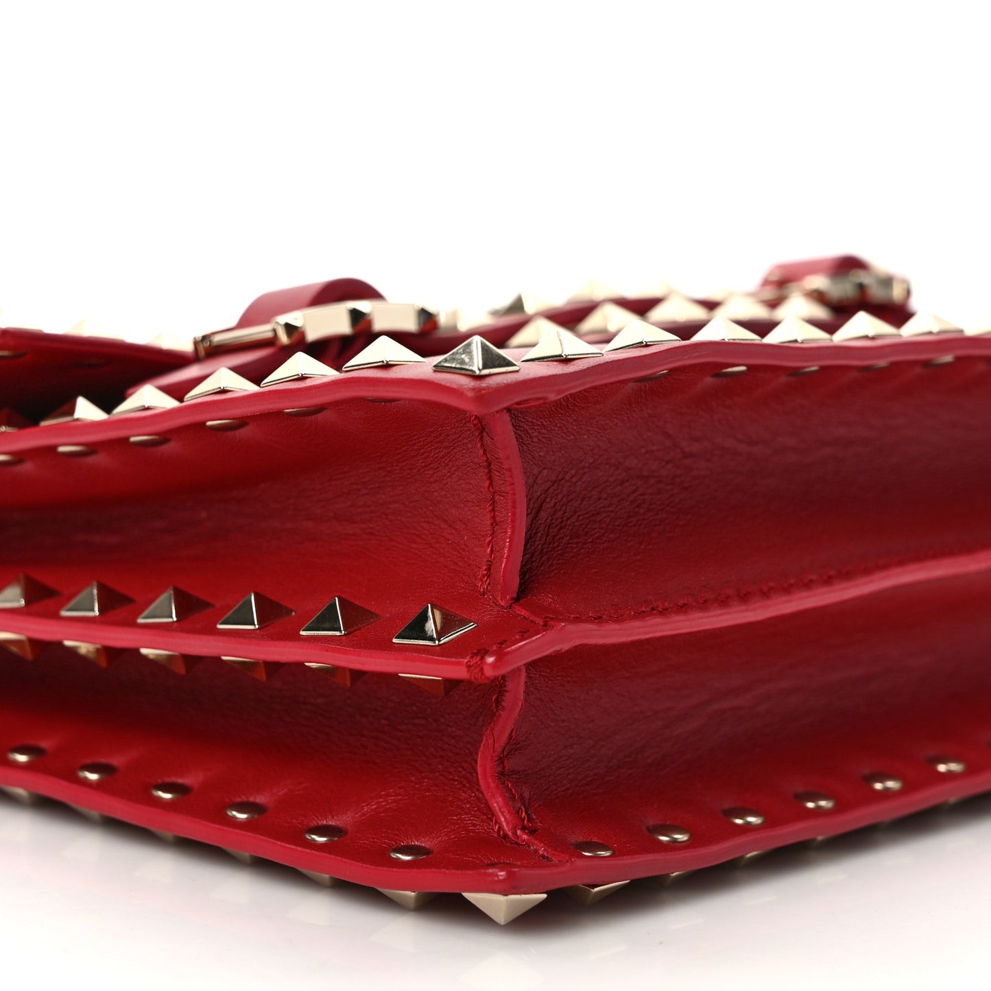Calfskin Rockstud Flap Shoulder Bag Rosso Valentino