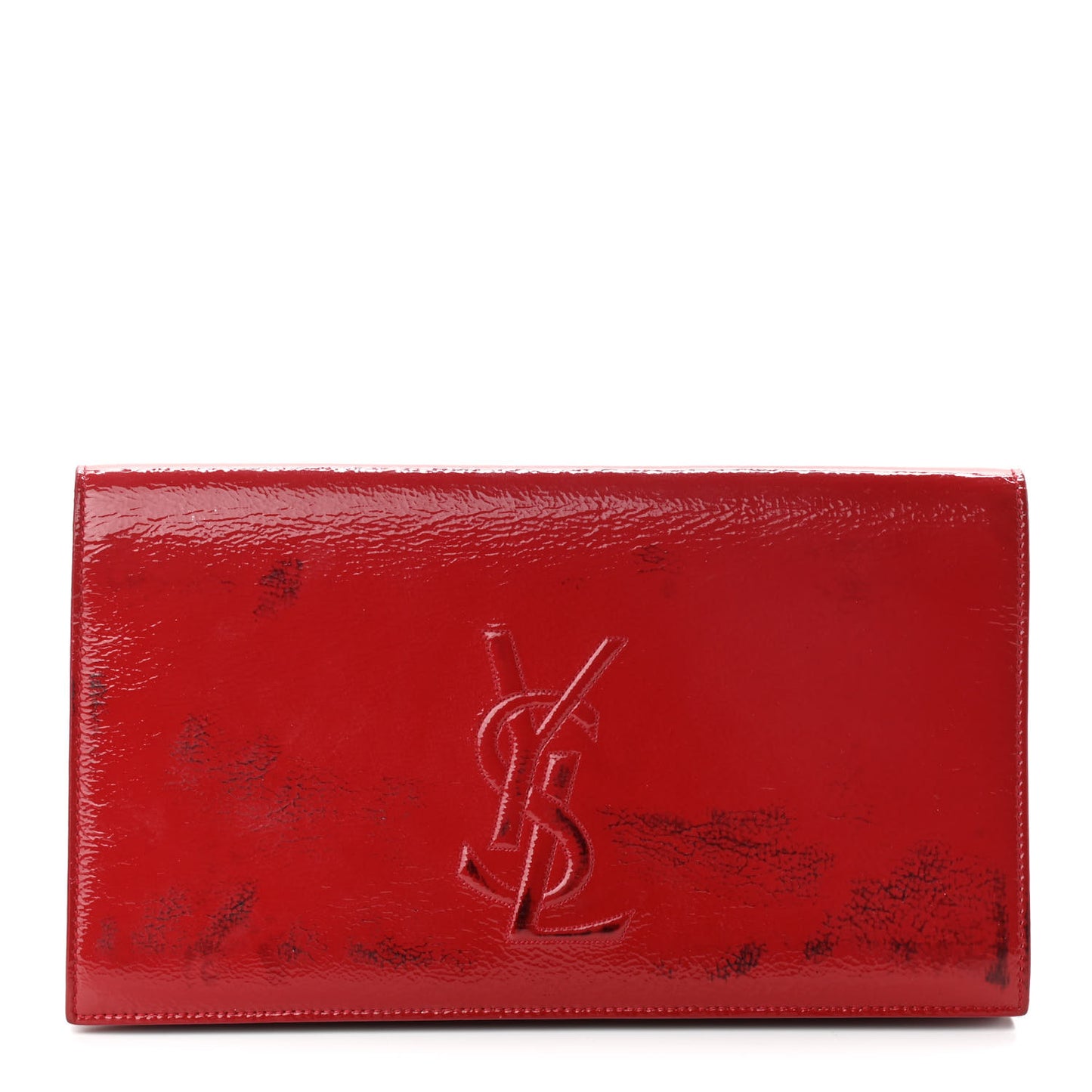 Textured Patent Monogram Large Belle De Jour Clutch Red