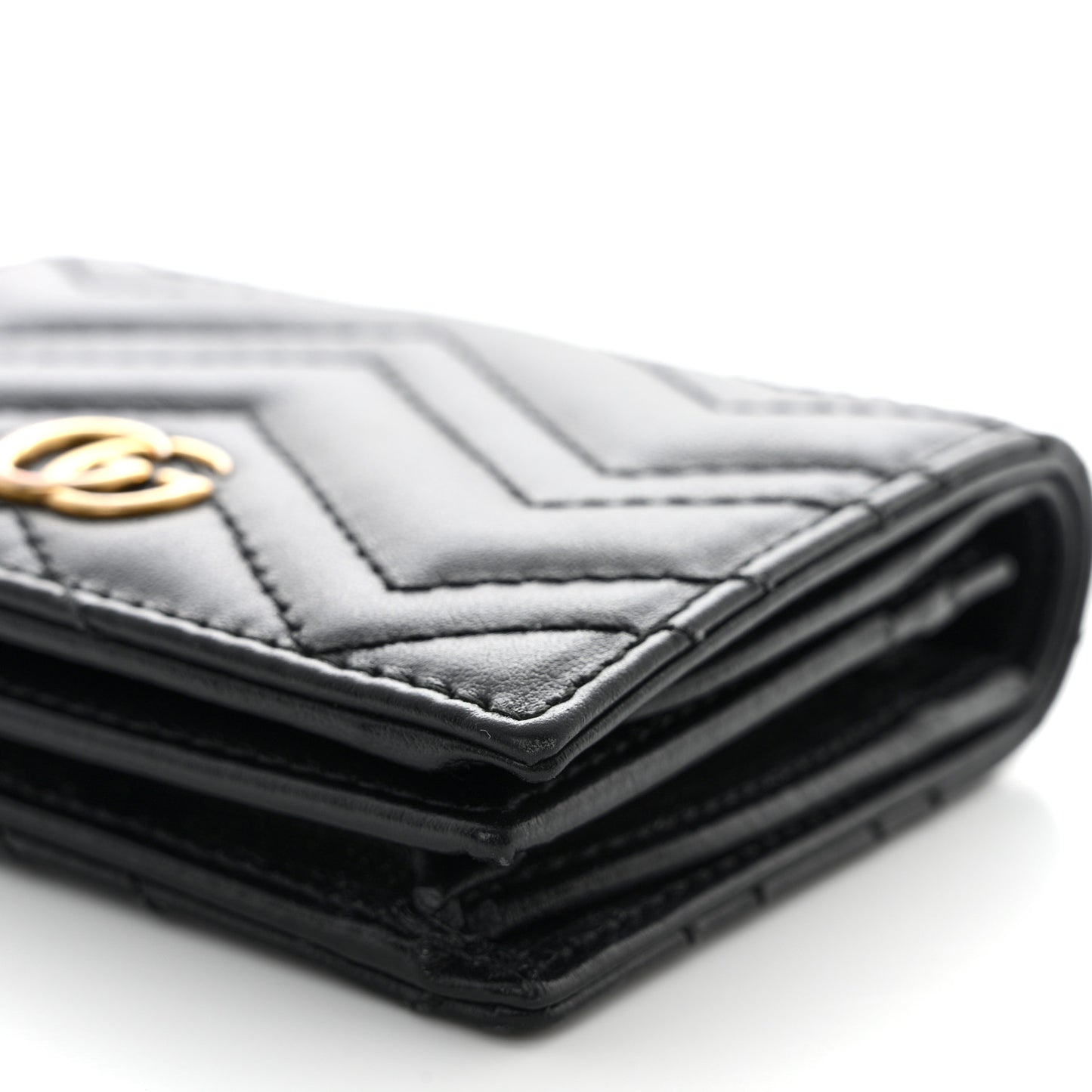 Calfskin Matelasse GG Marmont Card Case Wallet Black