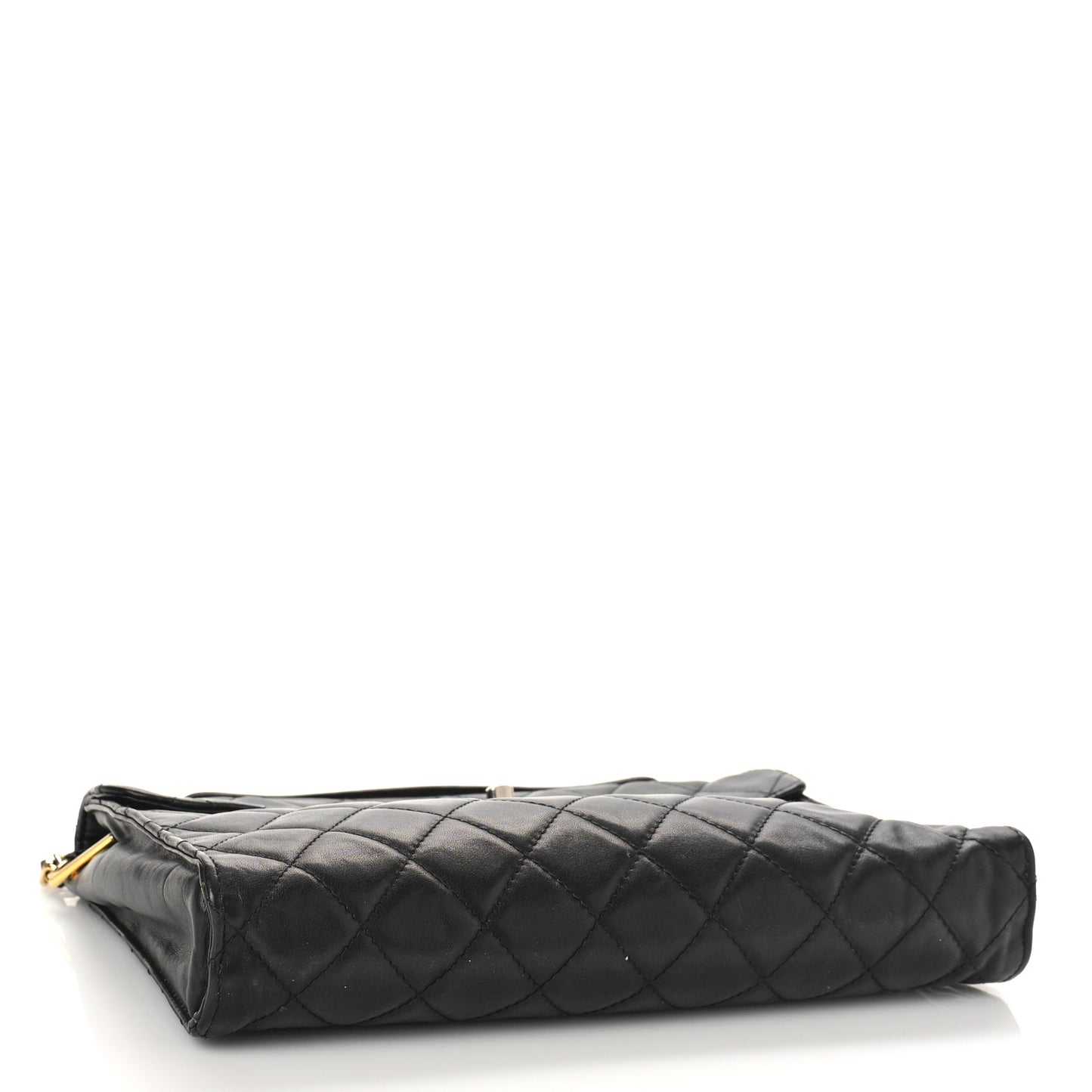 Lambskin Diamond Stitch Envelope Single Flap Black