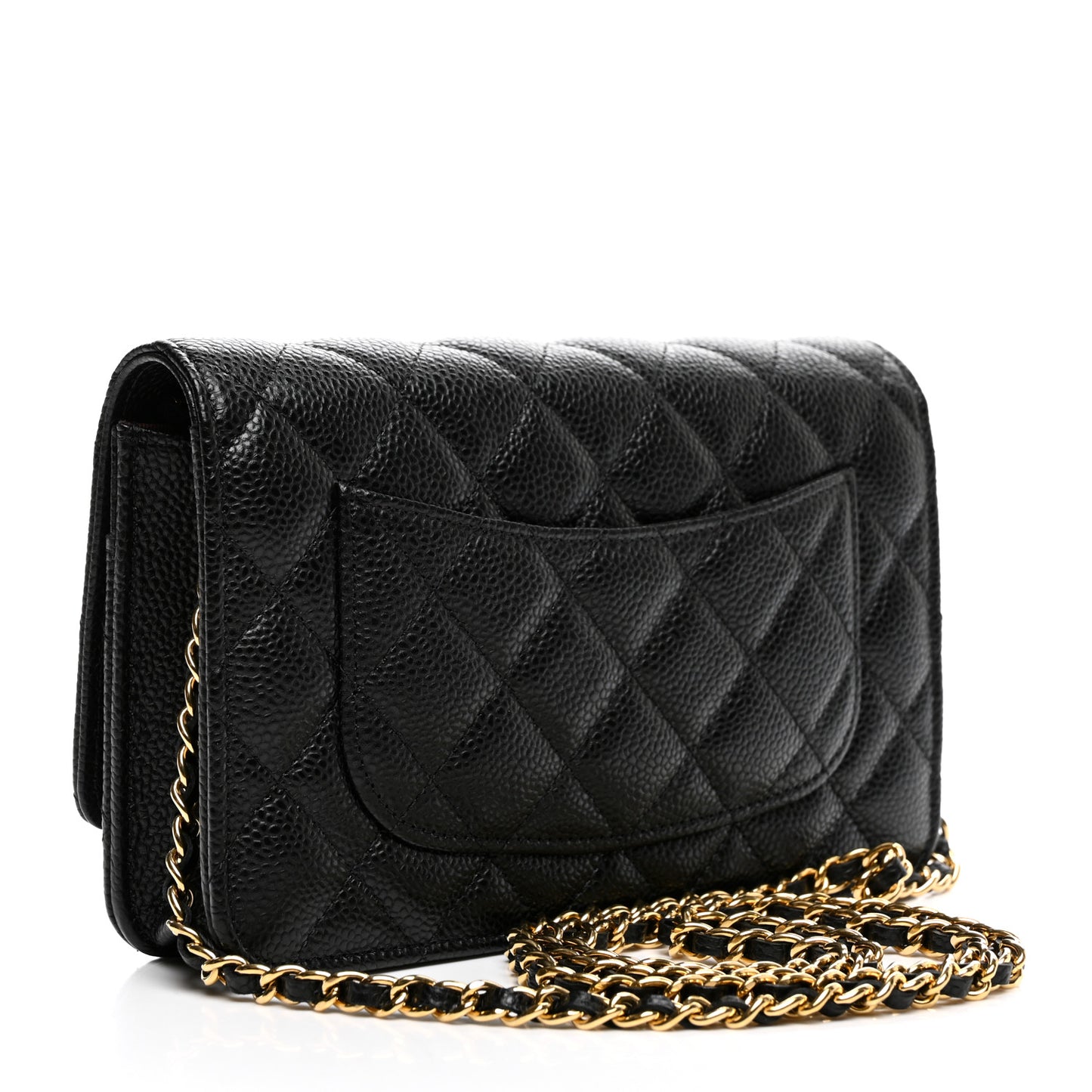 Caviar Quilted Wallet on Chain WOC Black