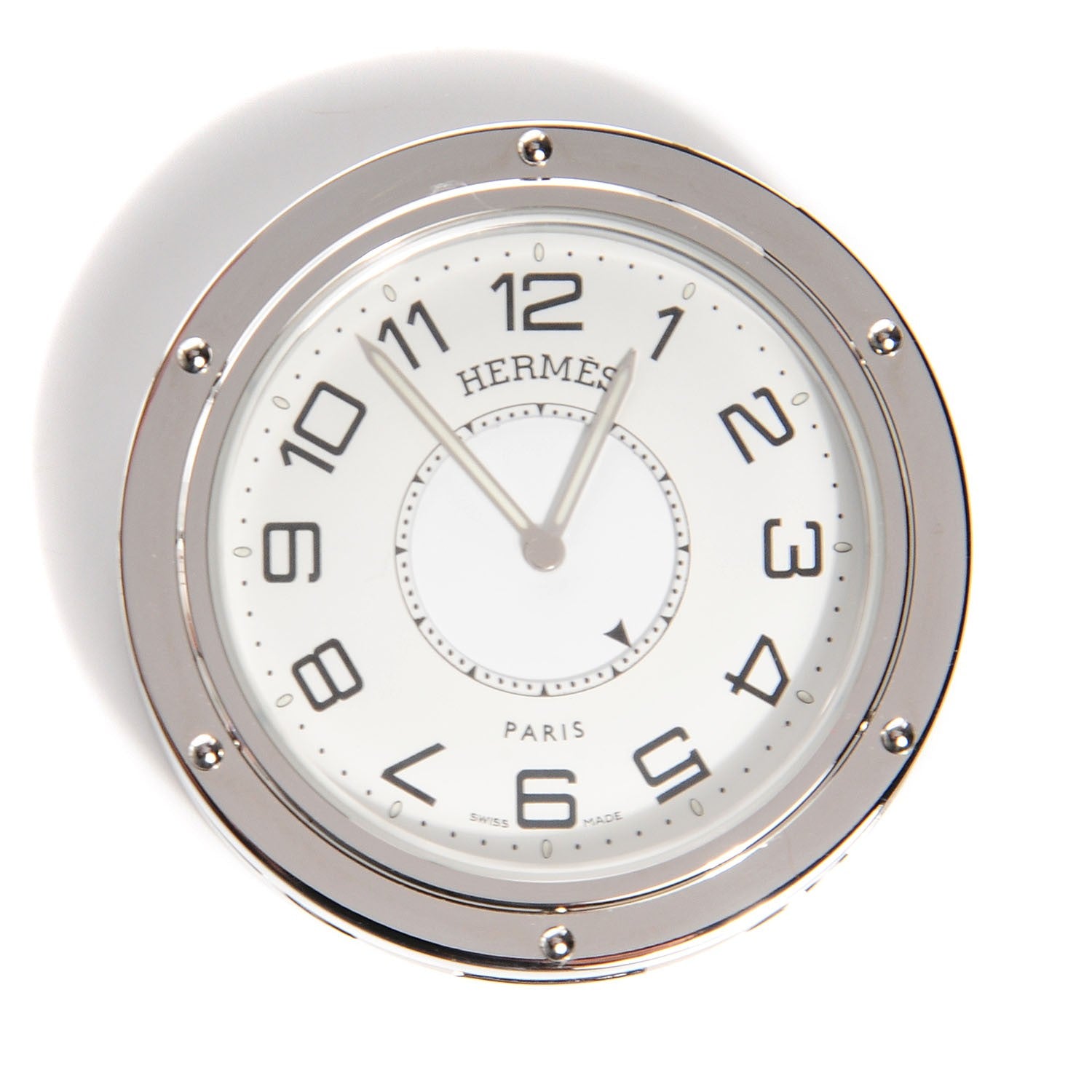 エルメス　トラベルアラームクロック　コンパクトミラー　セット Hermes Stainless Steel 48mm Clipper Travel Alarm Clock 98483