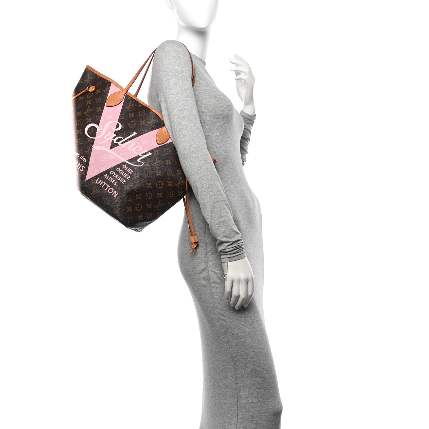 Monogram Sydney V Neverfull MM Rose Ballerine
