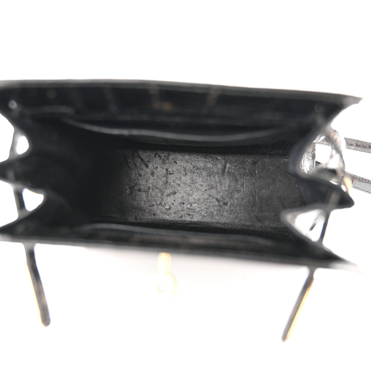 Shiny Alligator Kelly Sport PM Bag Black