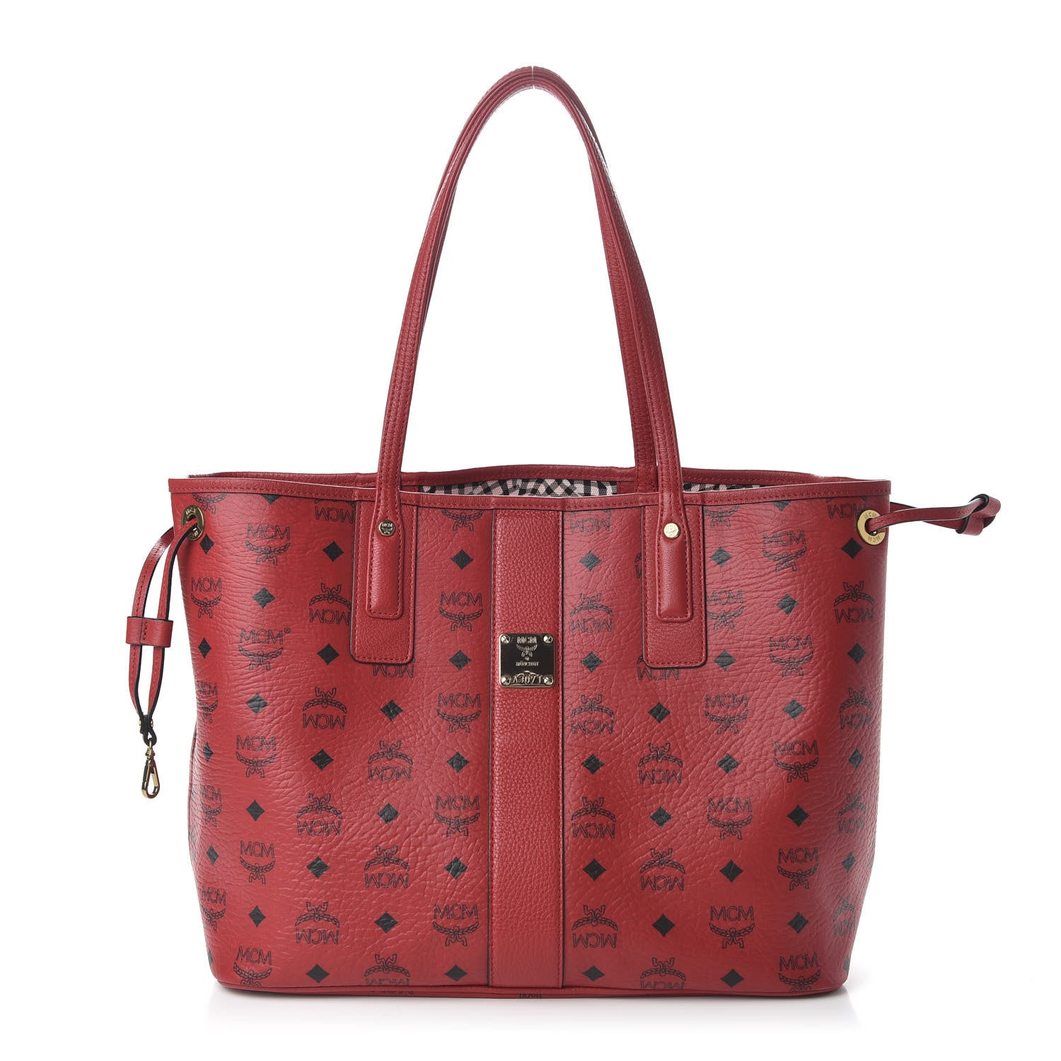 MCM Visetos Medium Liz Reversible Shopper Tote Ruby Red 1 of 15