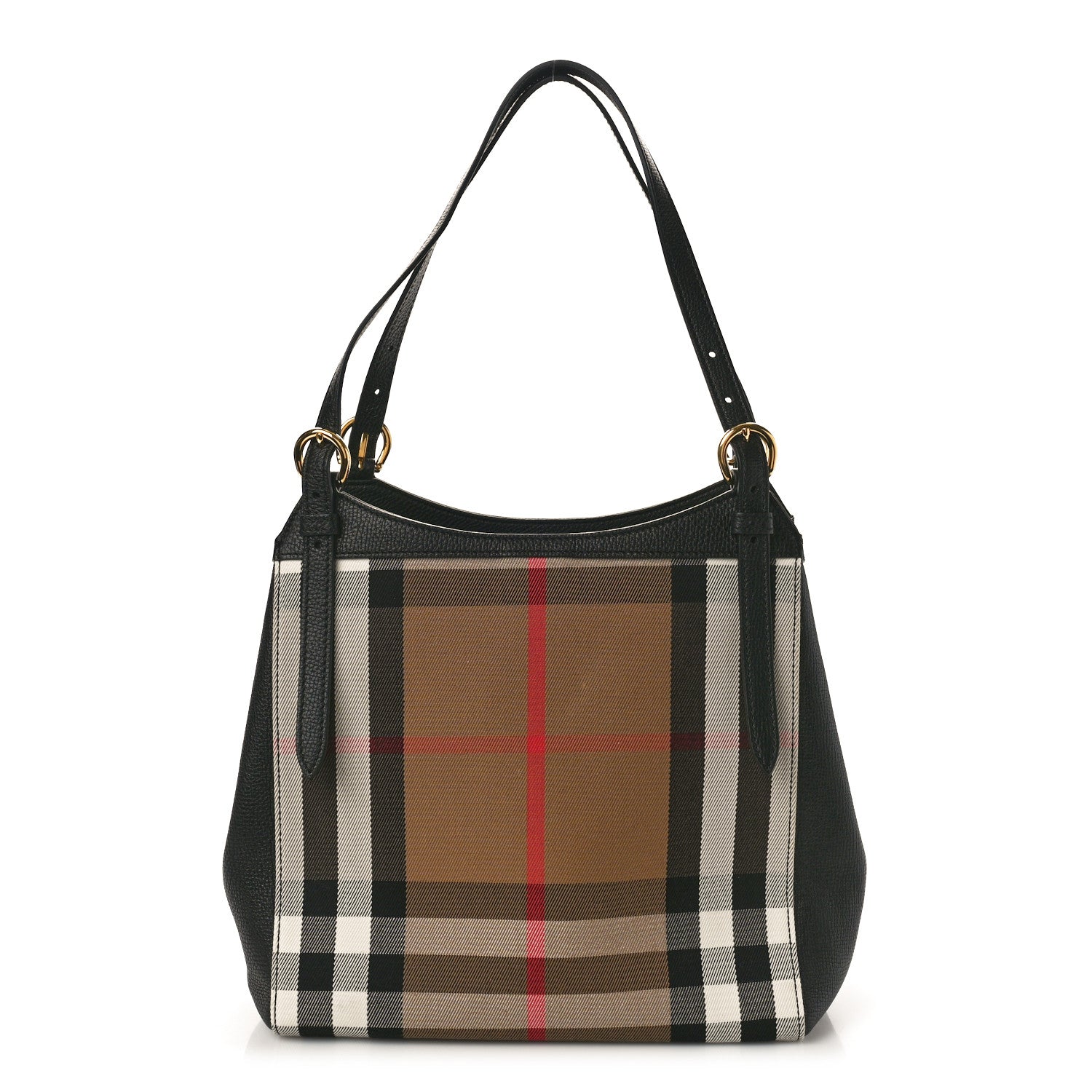 Burberry Grainy Calfskin House Check Small Canterbury Tote Black 1 of 9