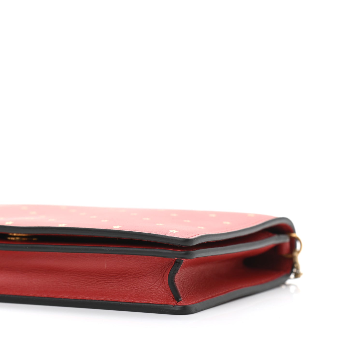 Calfskin Embossed Stars Wallet on Chain Rouge Gold