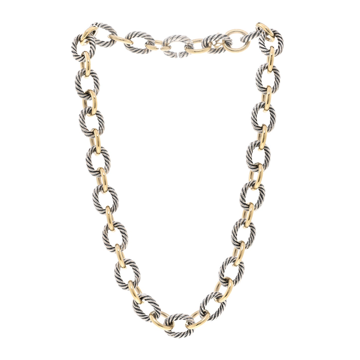 Sterling Silver 18K Yellow Gold 12mm Large Oval Link Necklace