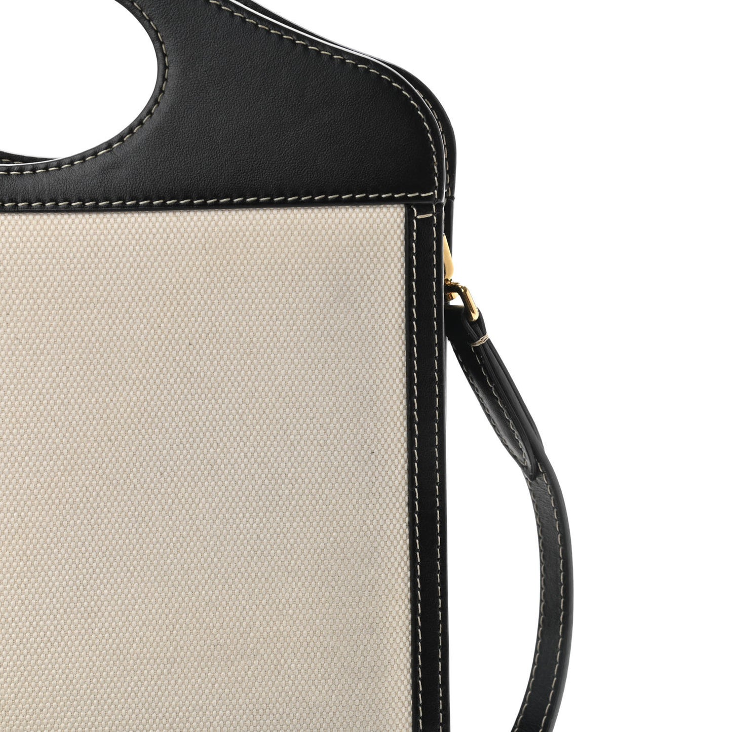 Canvas Smooth Calfskin Two Tone Mini Pocket Bag Black