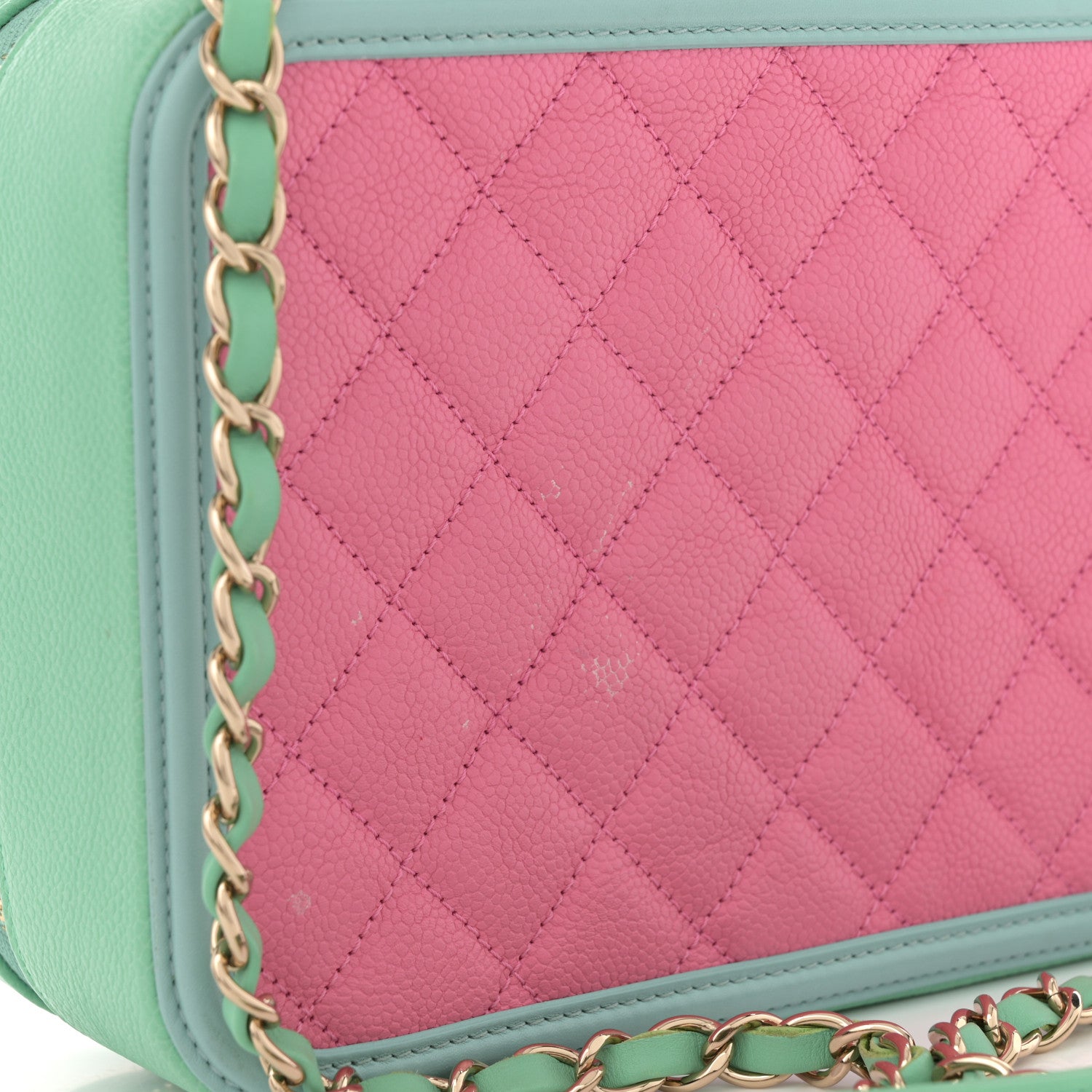 Chanel Caviar Quilted Medium CC Filigree Vanity Case Pink Green Blue 12 of 12