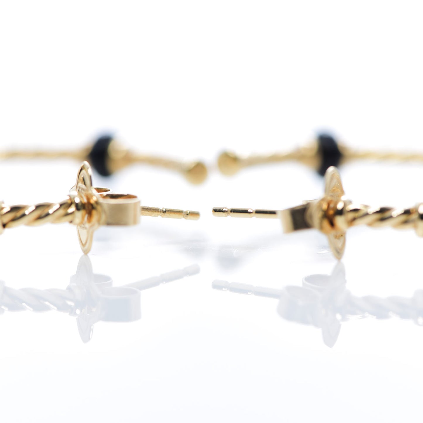 18K Yellow Gold Black Onyx 36.5mm Rio Rondelle Hoop Earrings
