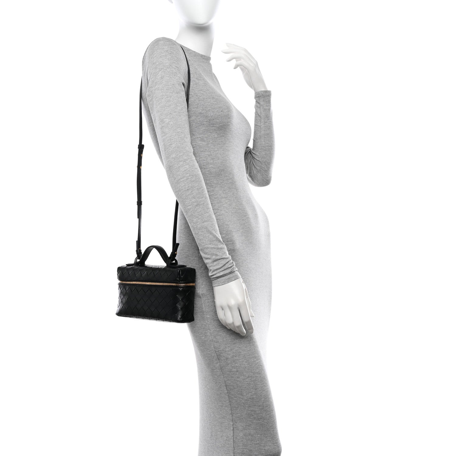 Bottega Veneta Calfskin Intrecciato Bang Bang Vanity Case Black 2 of 9