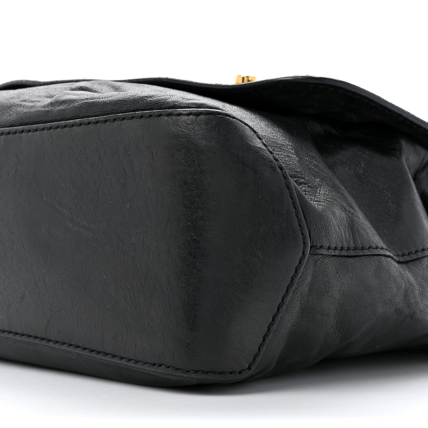 Calfskin Bolt Stud Mirte Saddle Bag Black