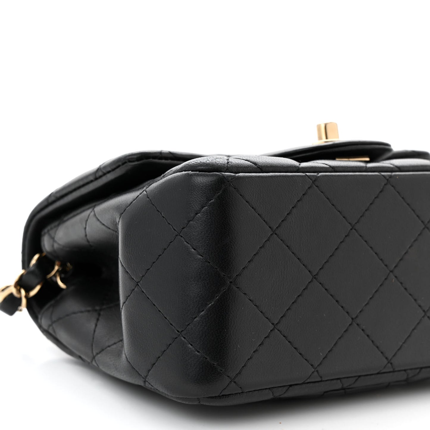 Lambskin Quilted Mini Square Flap Black