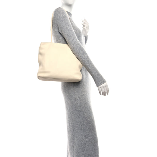 Grained Calfskin Medium Portfolio Tote Ivory