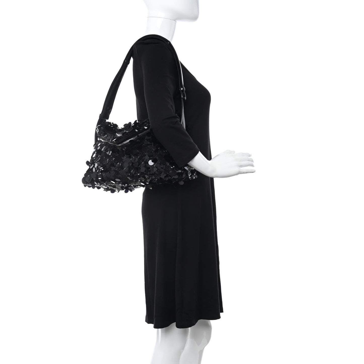 Paillettes Vitello Signaux Bag Black