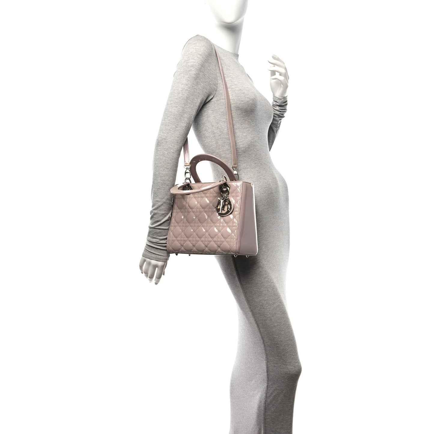 Patent Cannage Medium Lady Dior Light Pink