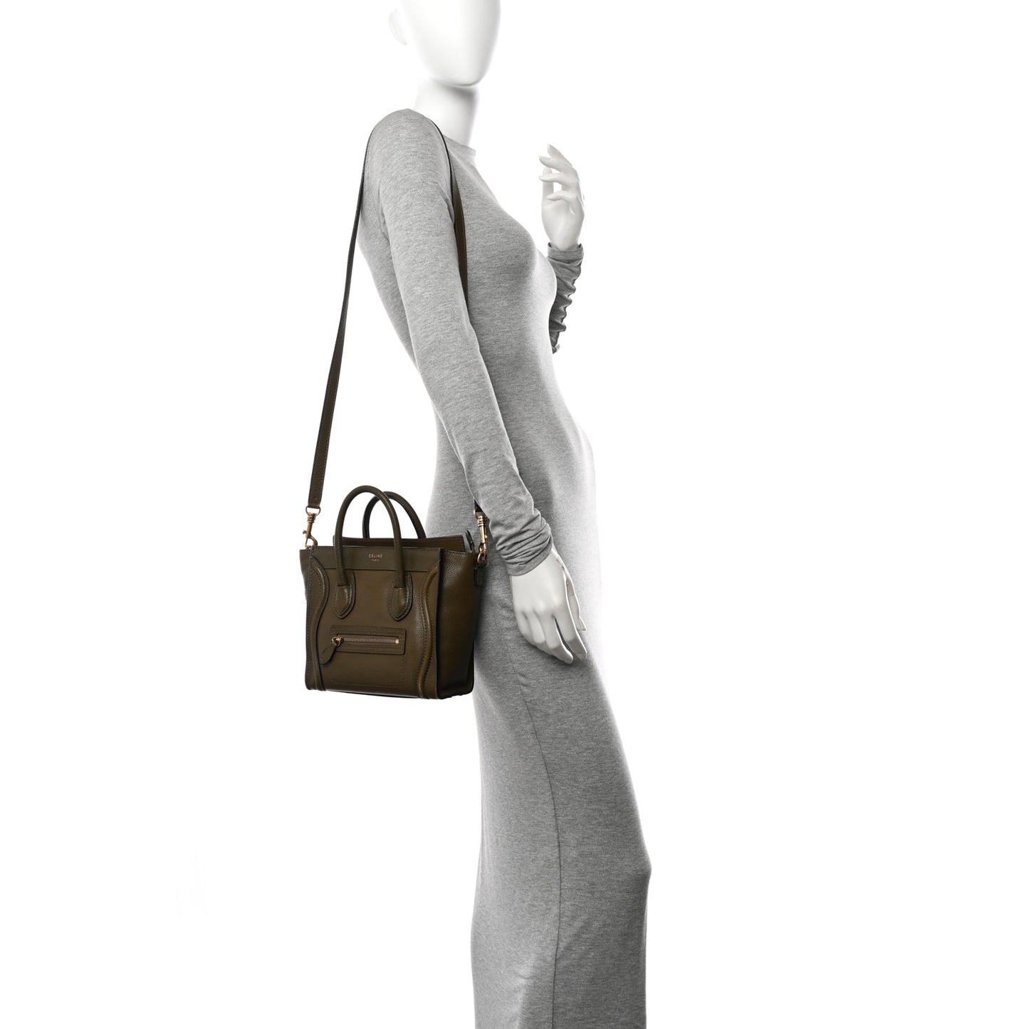 Drummed Calfskin Nano Luggage Dark Olive
