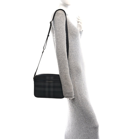 Coated Canvas Calfskin Check Muswell Bag Charcoal
