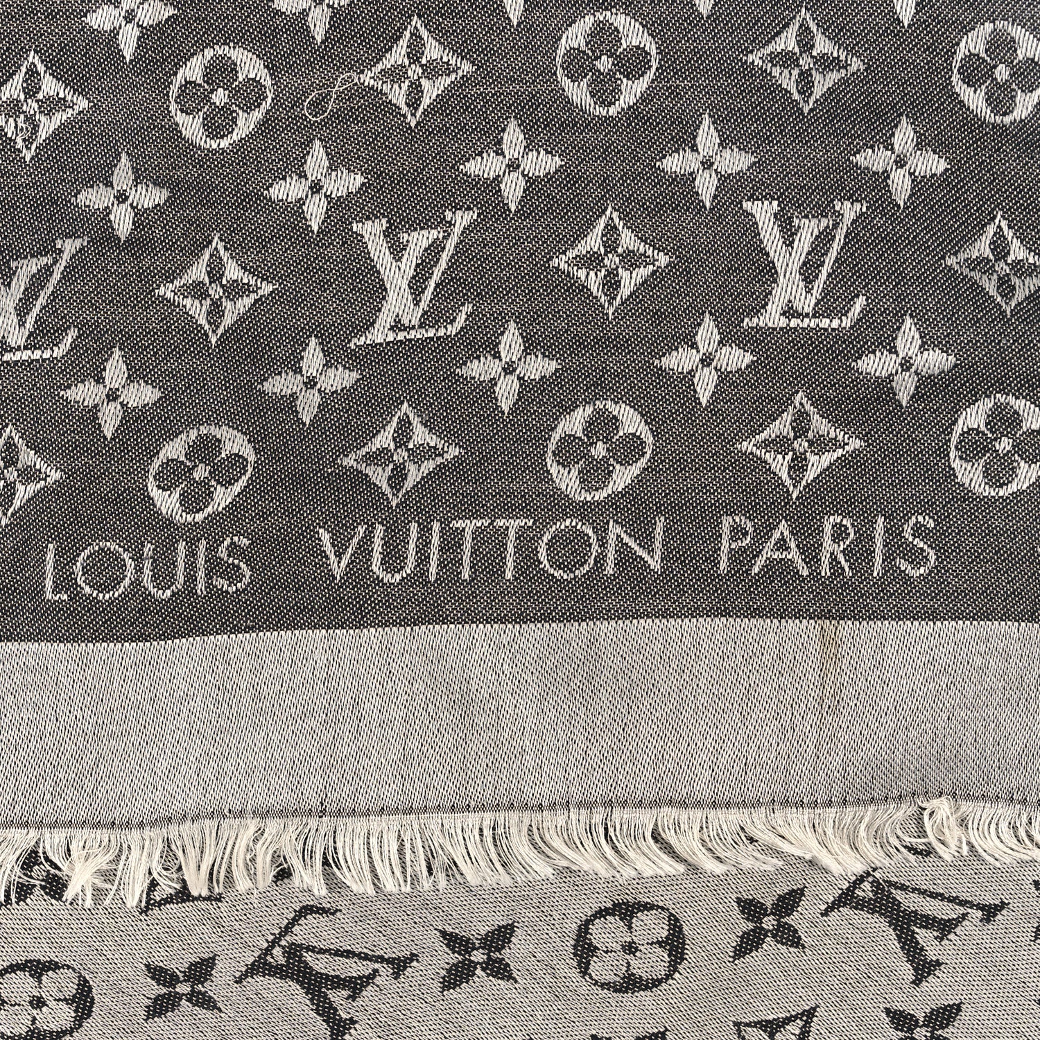 Louis Vuitton Silk Wool Monogram Denim Shawl Black 3 of 4