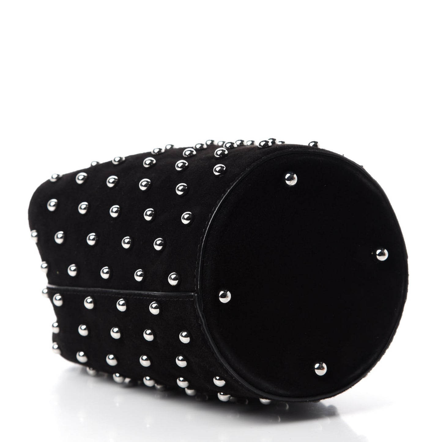 Suede Studded Mini Roxy Bucket Bag Black