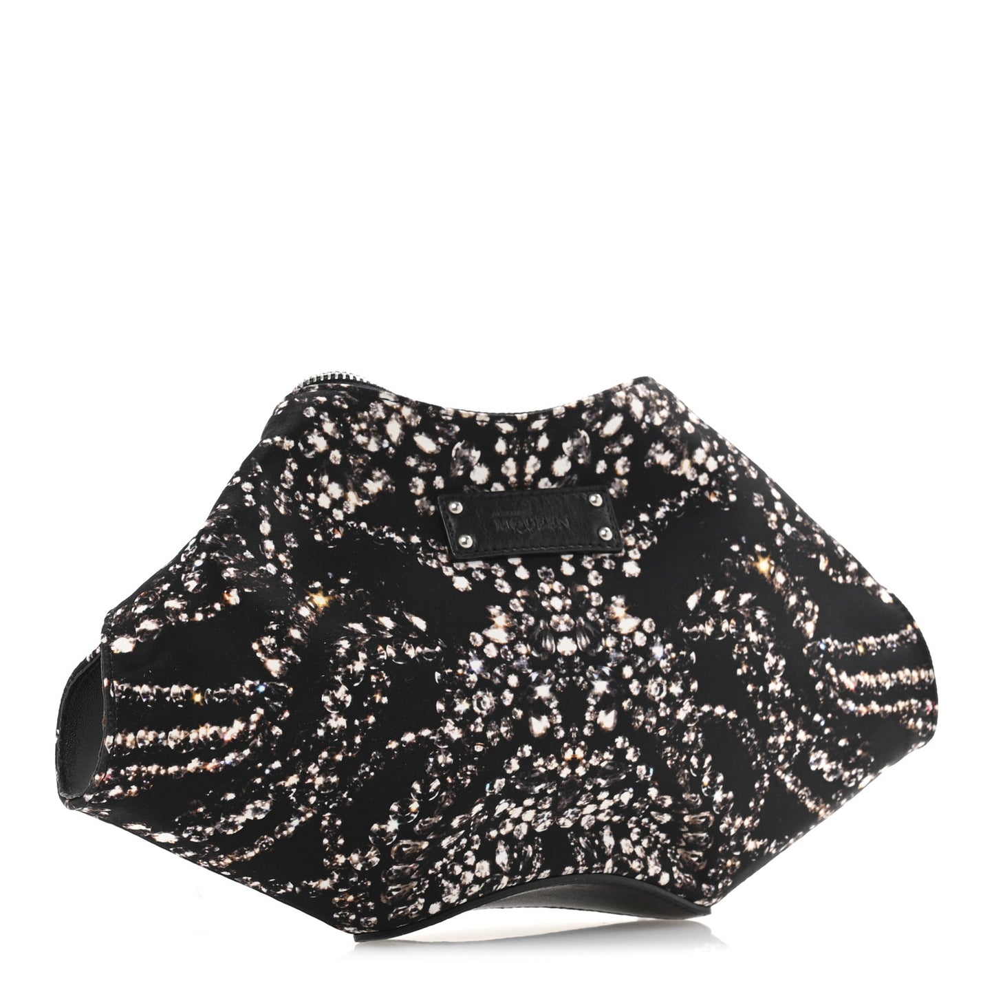 Silk Dandelion Print De Manta Clutch Black
