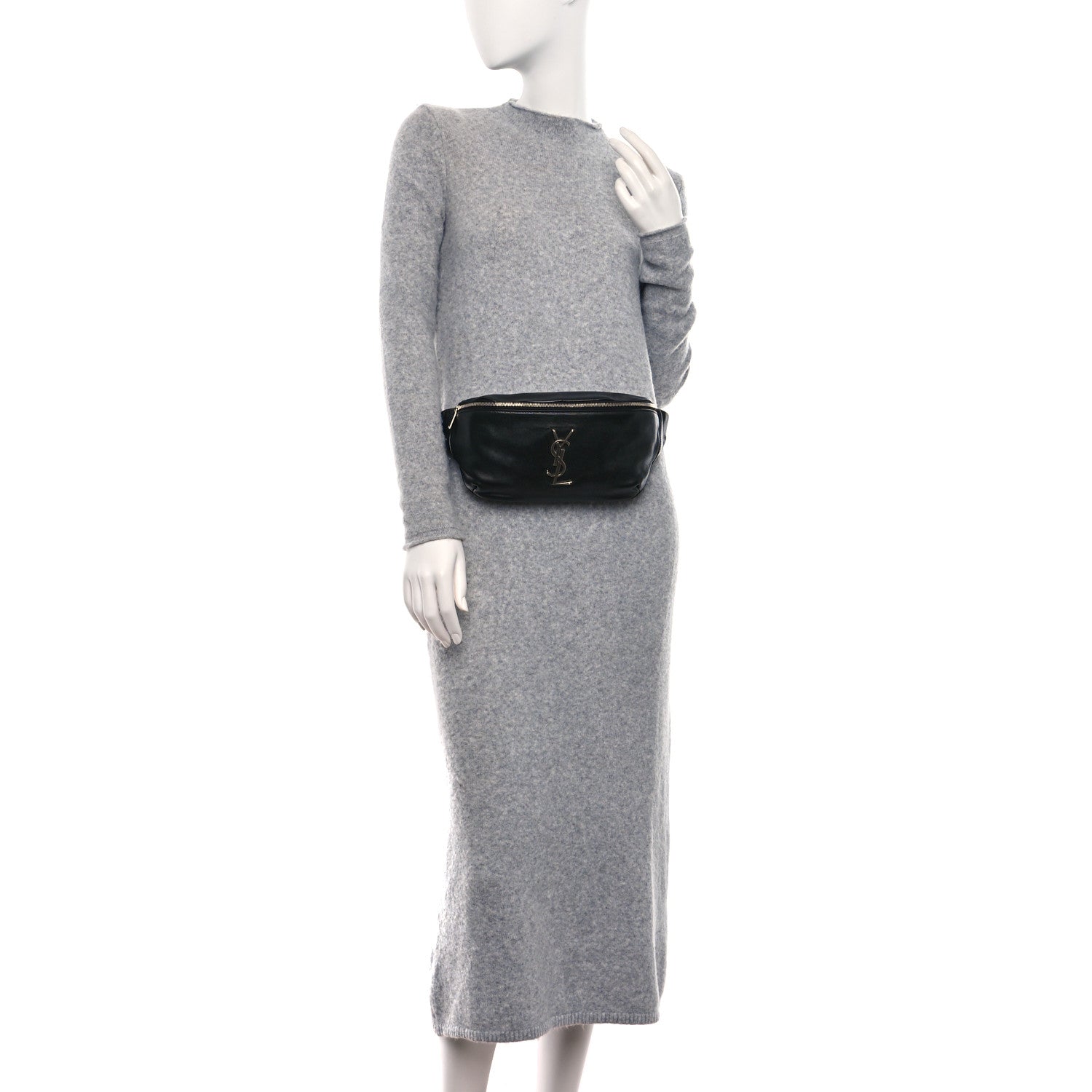 Saint Laurent Calfskin Monogram Belt Bag Black 2 of 9