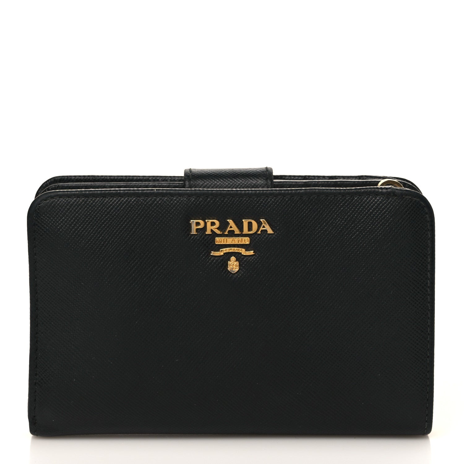 Prada Saffiano Metal Compact Wallet Black 1 of 6