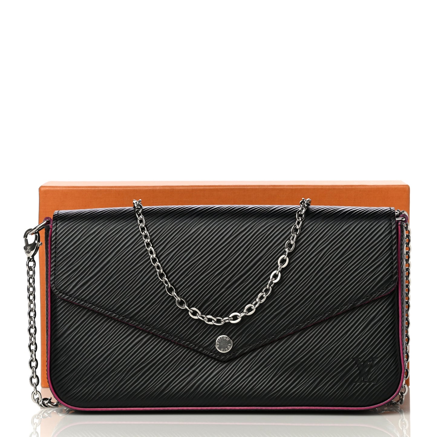 Epi Pochette Felicie Black Hot Pink