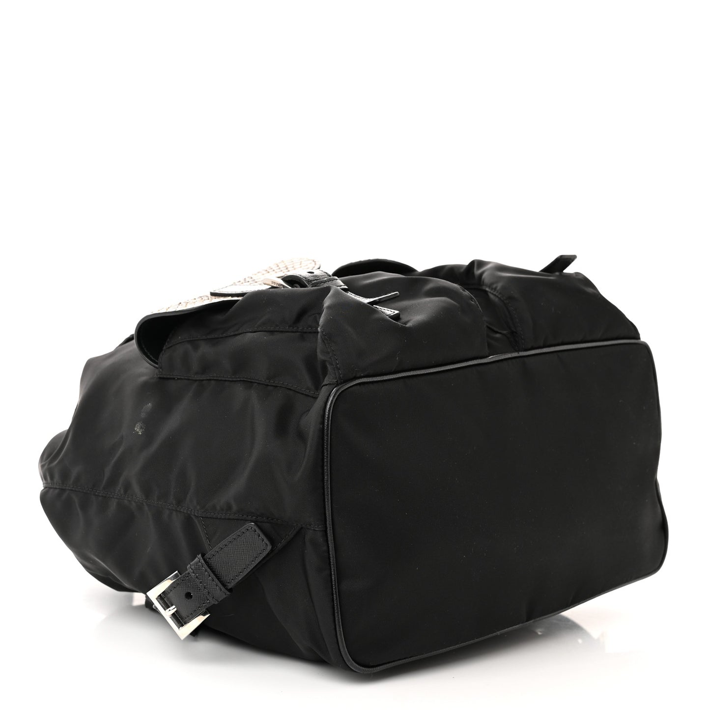 Tessuto Nylon Snakeskin Saffiano Medium Backpack Black Roccia