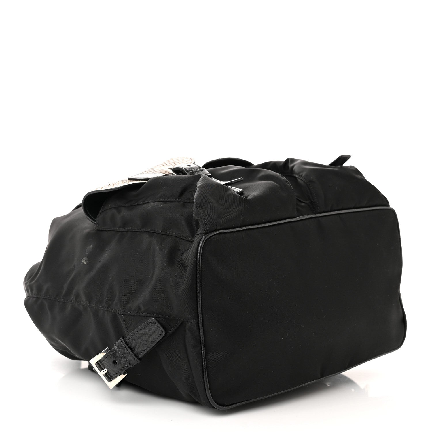 Prada Tessuto Nylon Snakeskin Saffiano Medium Backpack Black Roccia 4 of 11