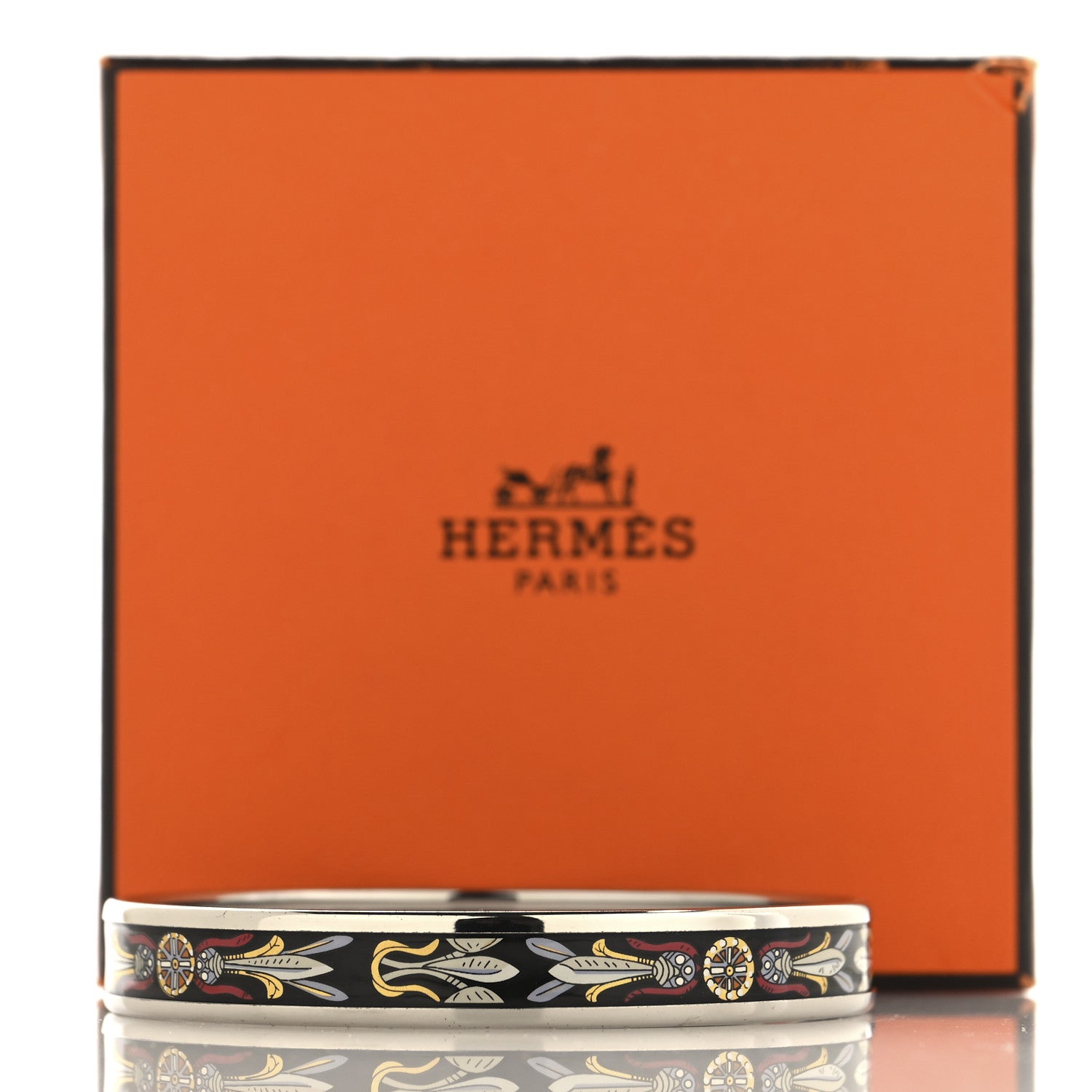 Hermes Enamel Printed Narrow Dreamcatchers Bracelet 70 Black 6 of 6