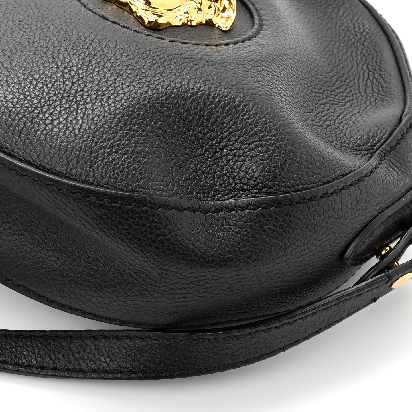 Calfskin La Medusa Round Camera Bag Black