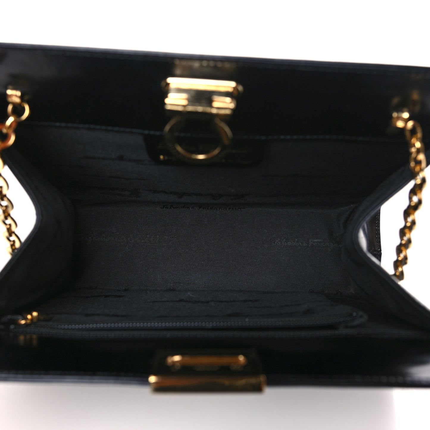 Brushed Calfskin Gancini Trifolio Chain Bag Black