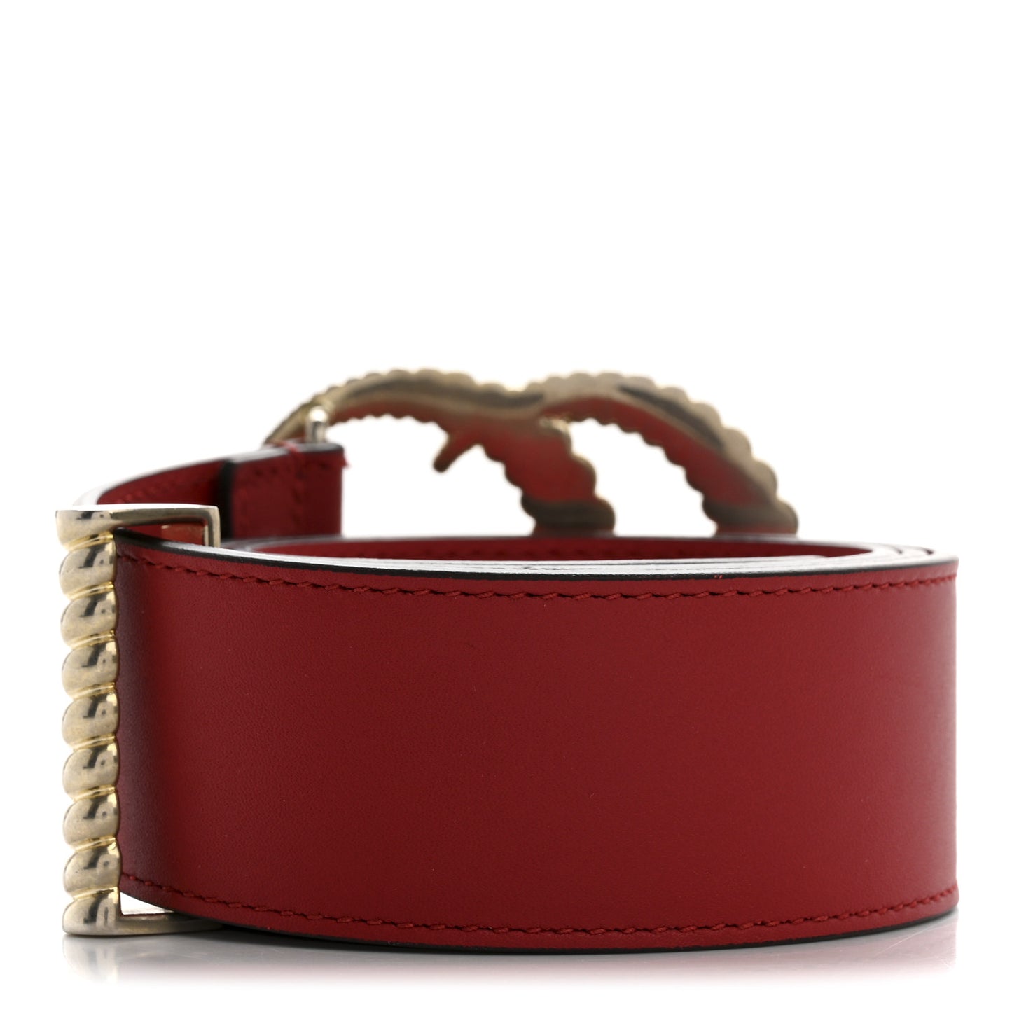 Moon Calfskin Torchon Double G 40mm Belt 85 34 Hibiscus Red