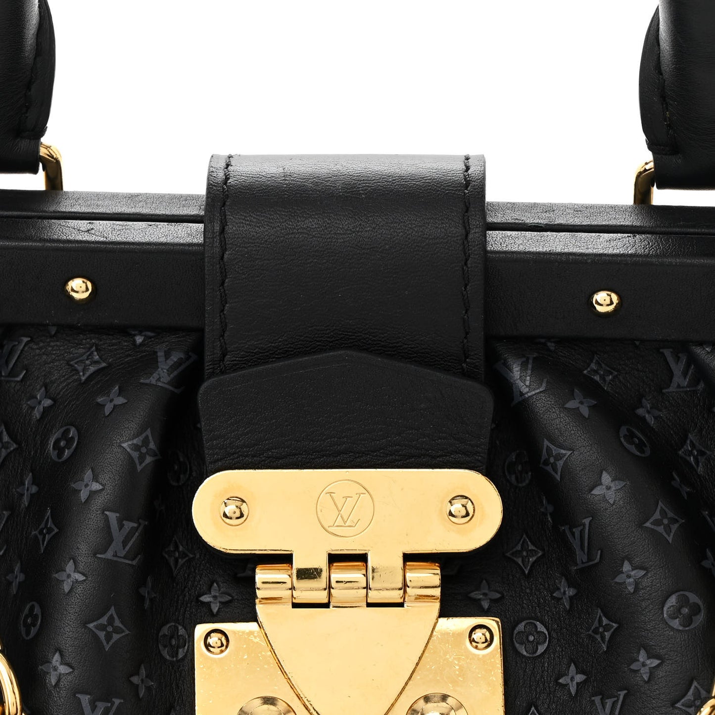 Calfskin Nanogram Embossed Clutch Black