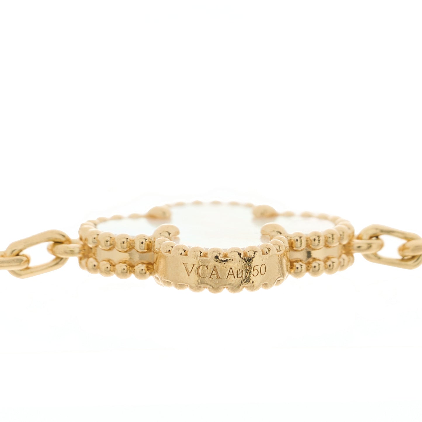 18K Yellow Gold Mother of Pearl 5 Motifs Vintage Alhambra Bracelet