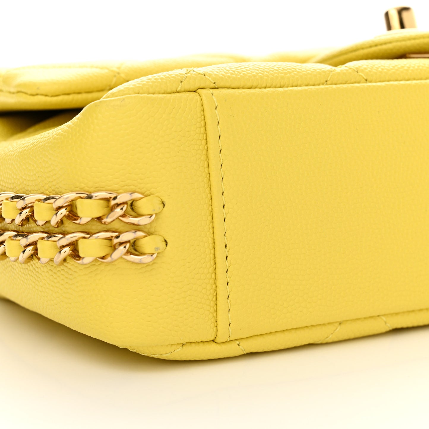 Caviar Quilted Mini CC You Flap Yellow
