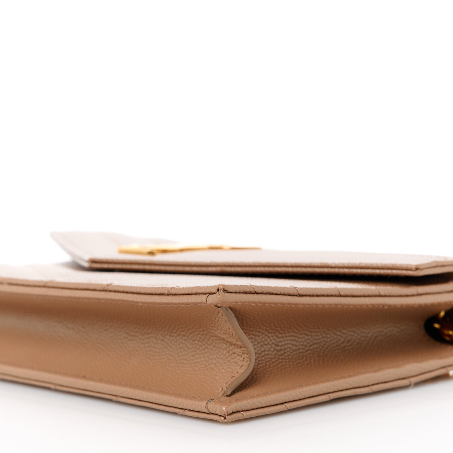 Grain De Poudre Matelasse Chevron Monogram Envelope Chain Wallet Taupe