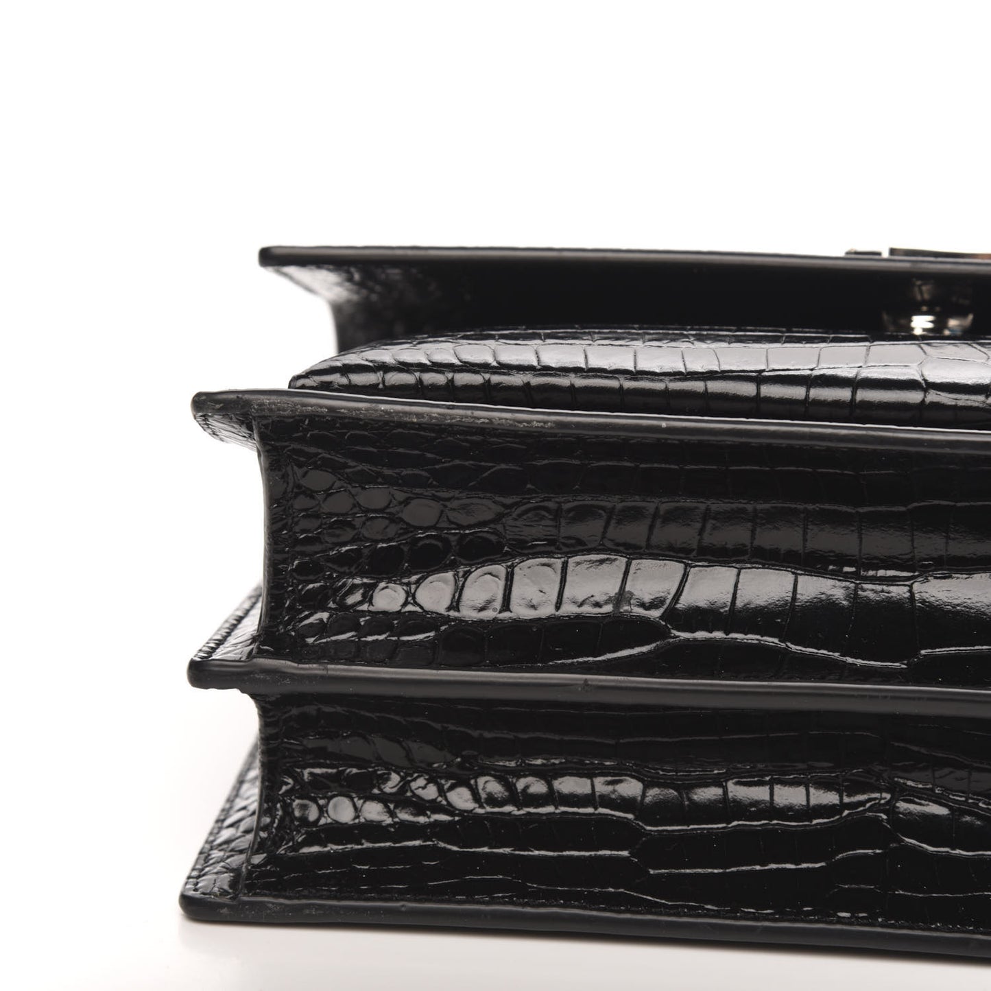 Calfskin Crocodile Embossed Monogram Sunset Black