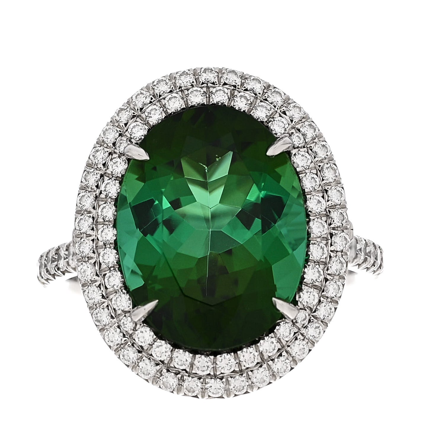 Platinum Diamond Green Tourmaline Soleste Oval Ring 53 6.25