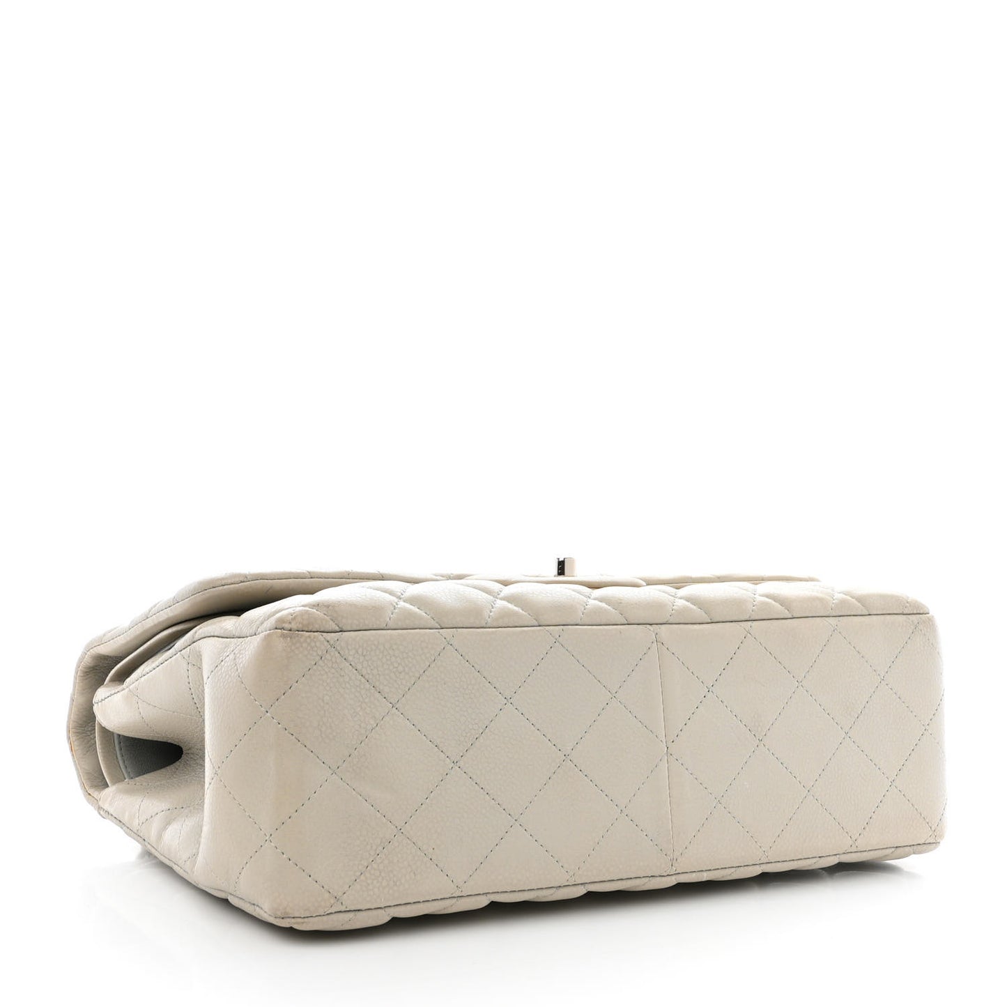 Caviar Quilted Jumbo Double Flap Grey