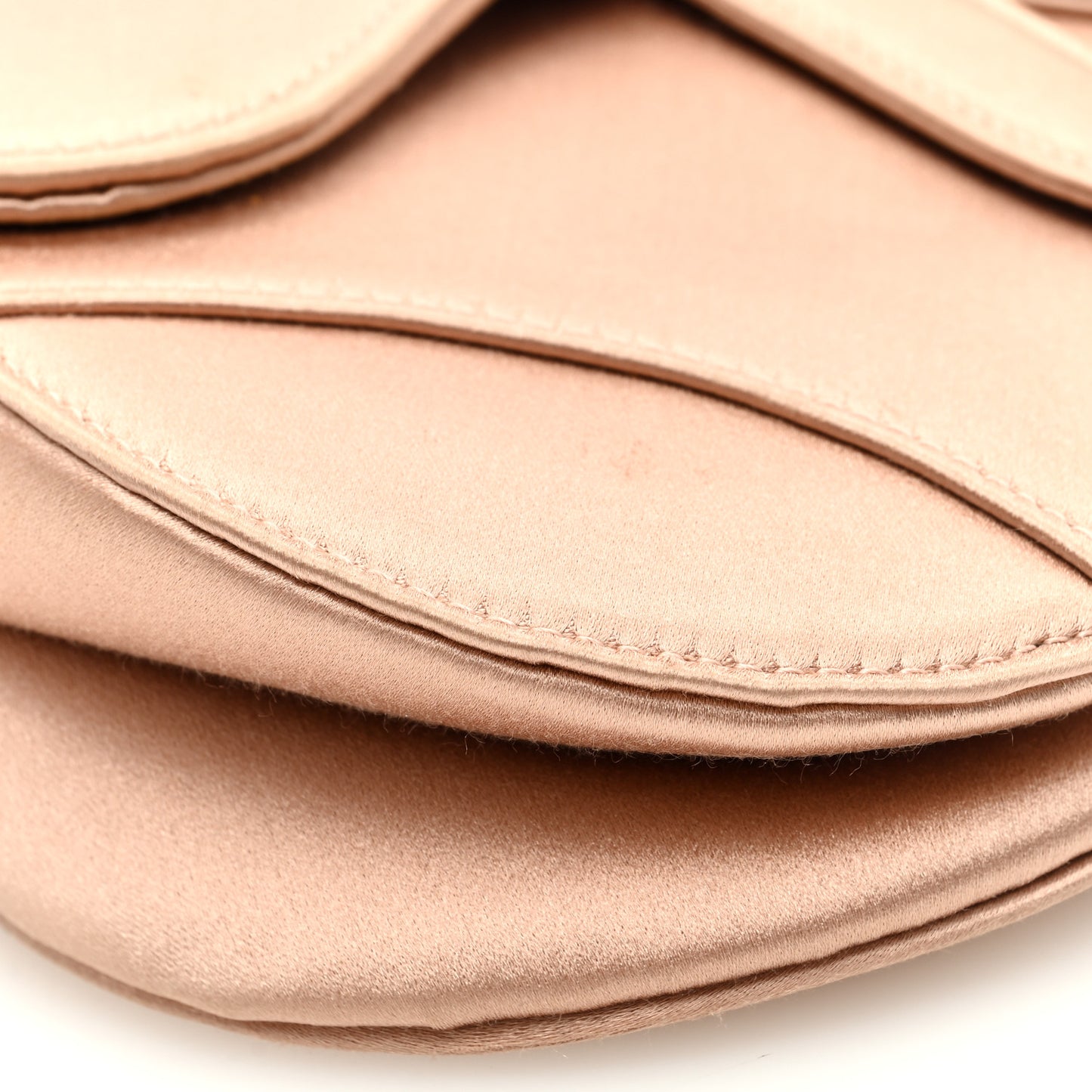 Satin Crystal Mini Saddle Bag Powder Beige