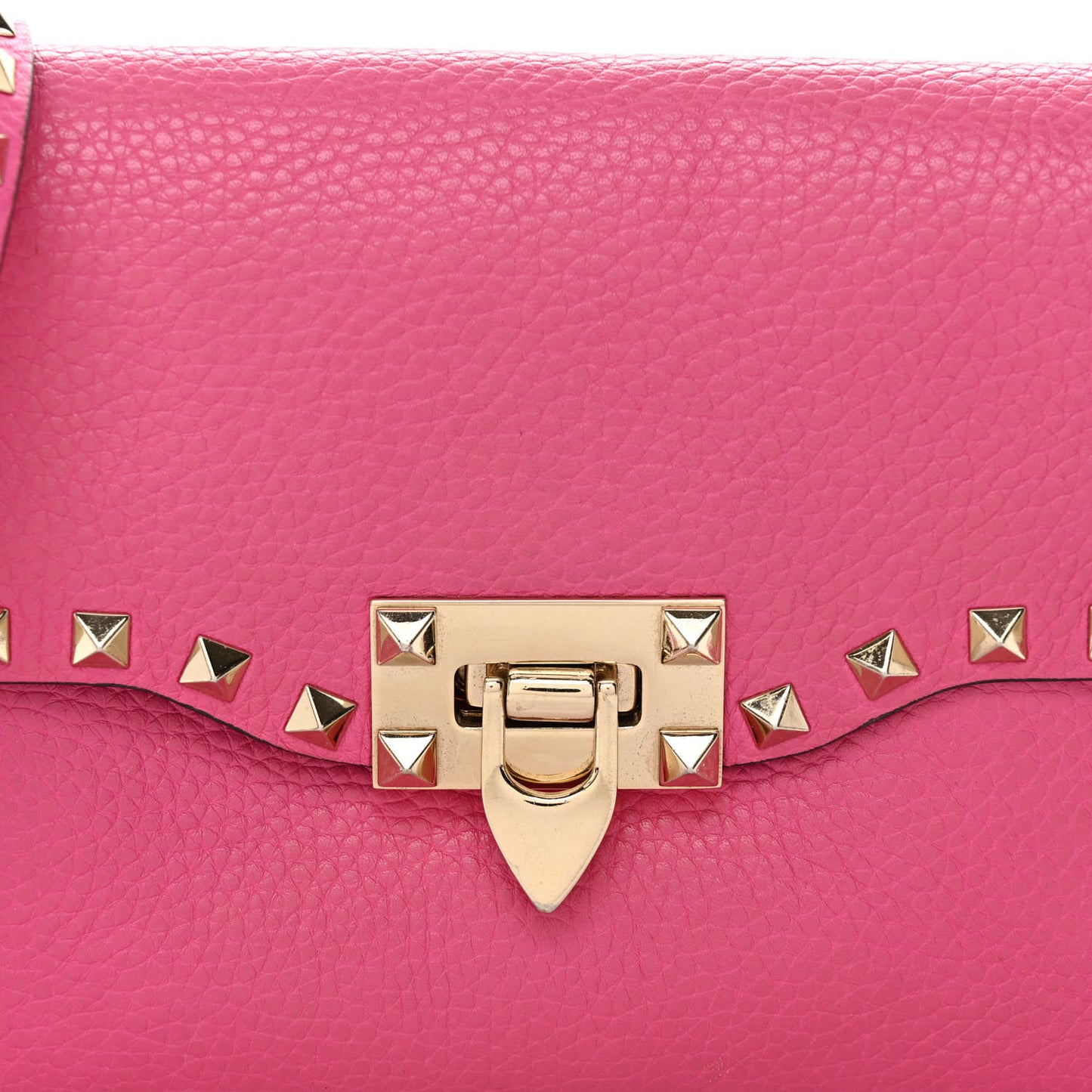Pebbled Calfskin Medium Rockstud Flip Lock Crossbody Bag Pink Orchid