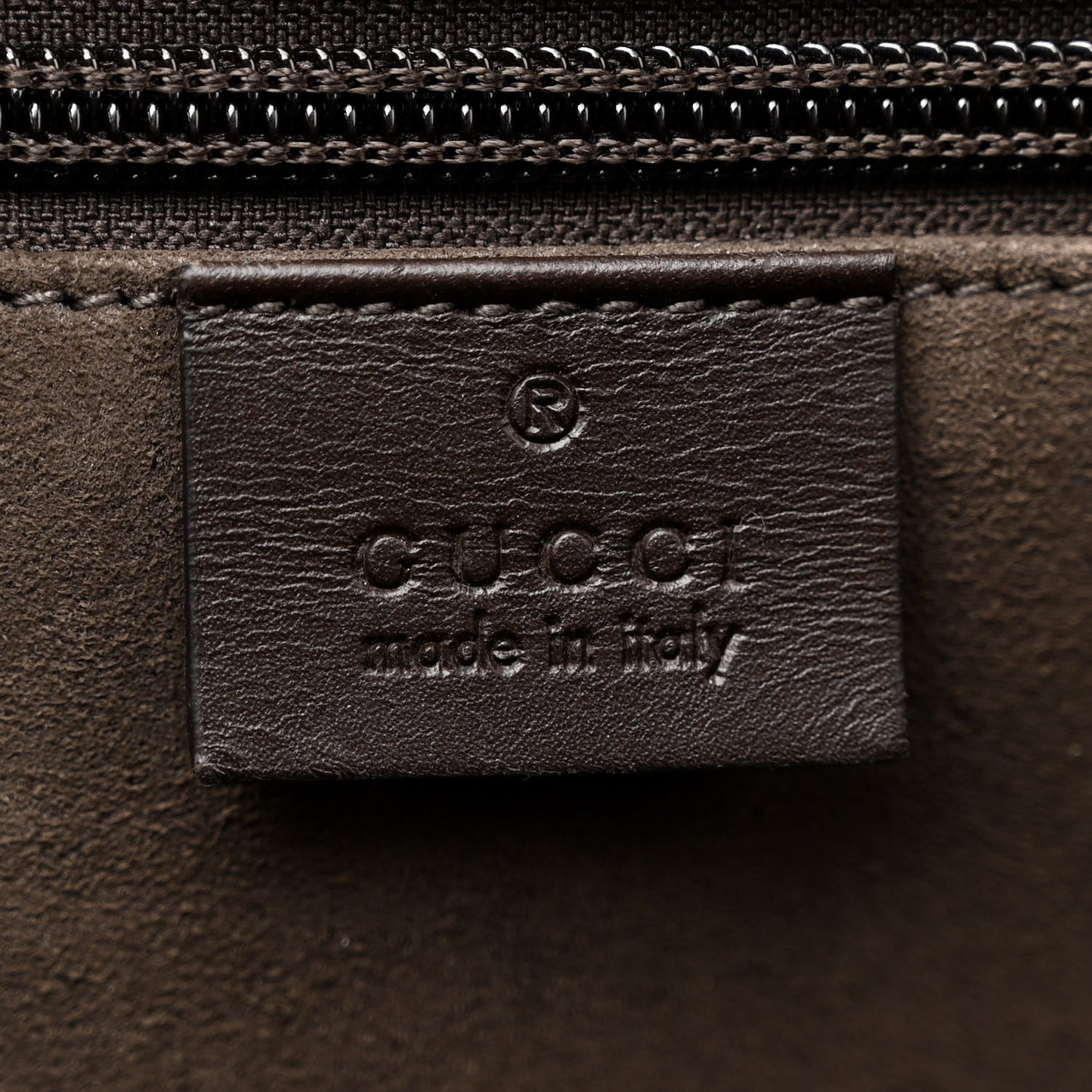 GG Supreme Monogram Medium Zippered Shopping Tote Dark Brown