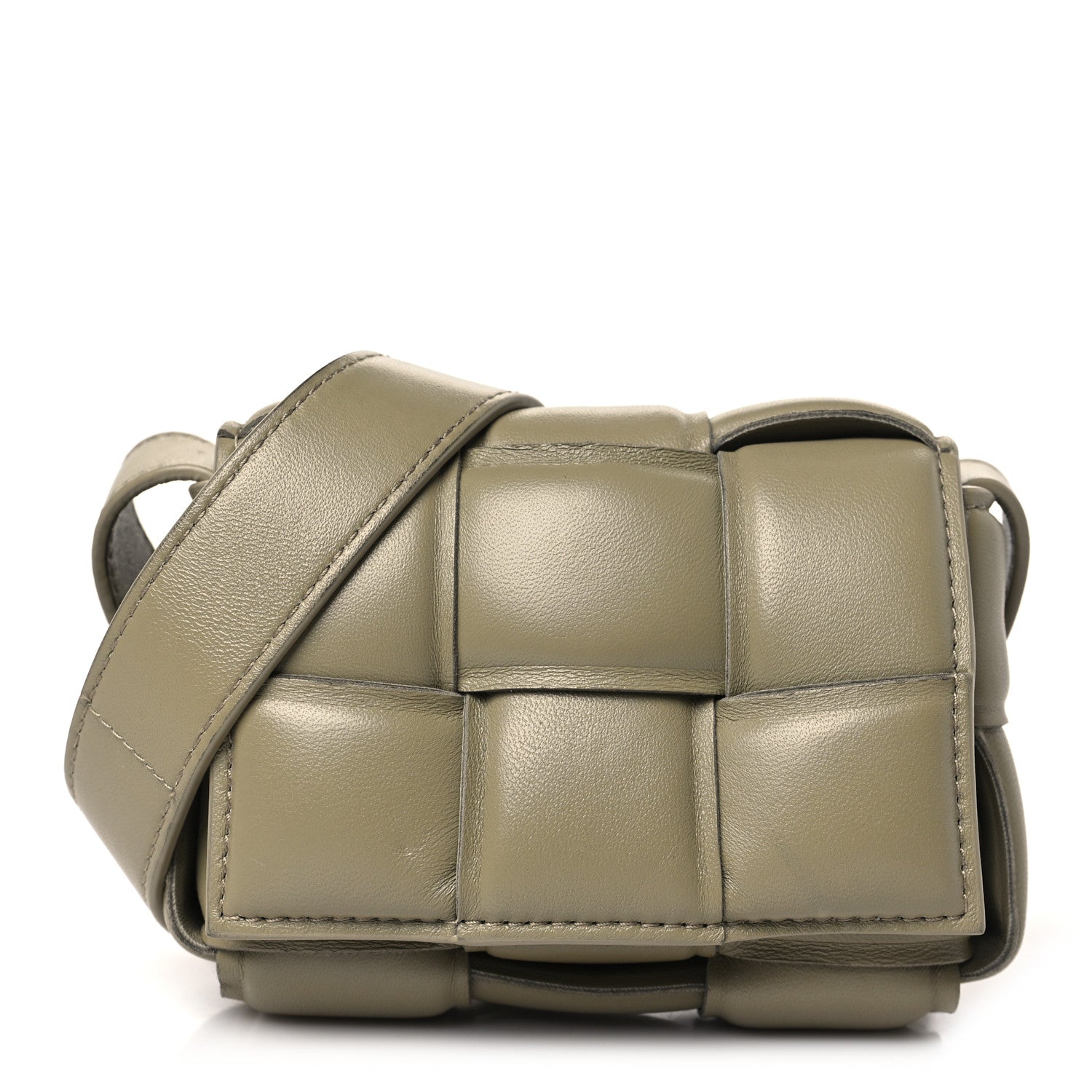 Bottega Veneta Lambskin Maxi Intreccio Padded Mini Candy Cassette Crossbody Bag Travertine 1 of 9
