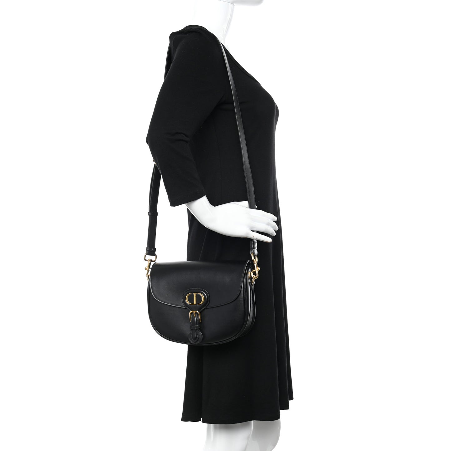 Box Calfskin Medium Bobby Flap Black