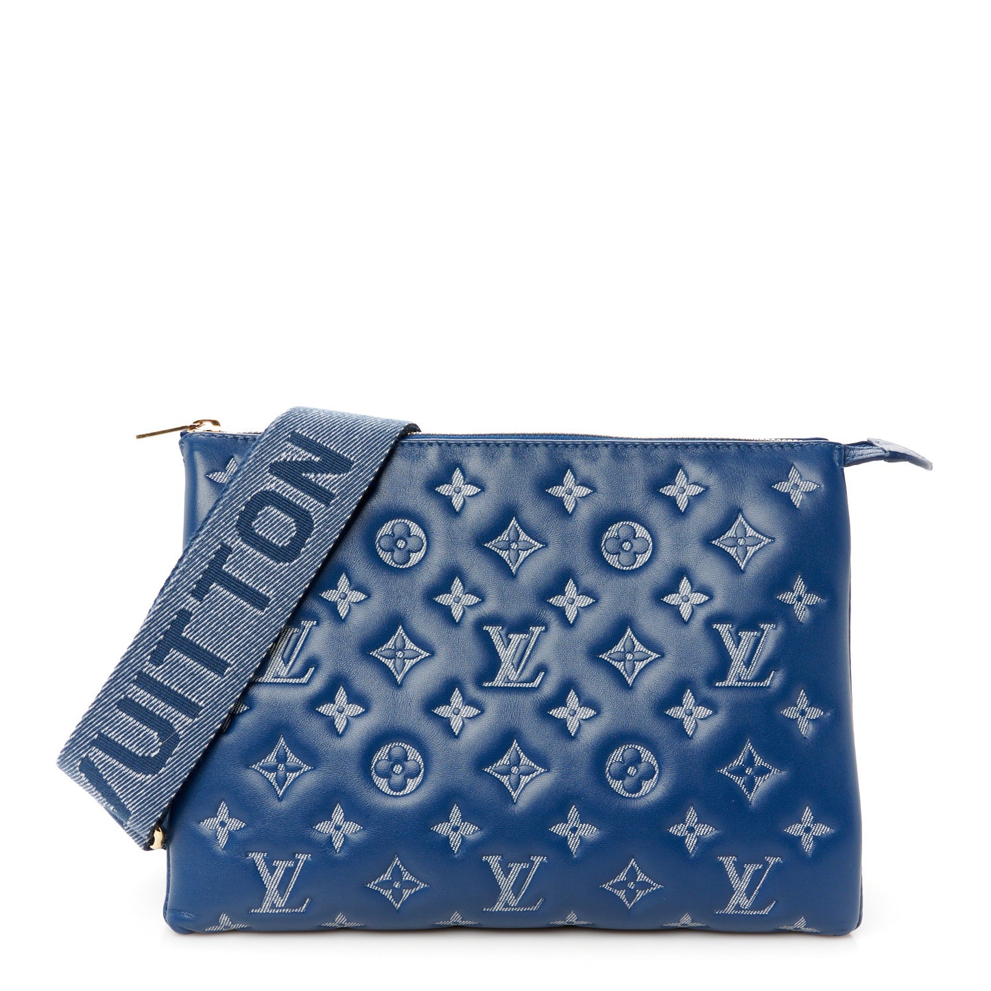Lambskin Embossed Monogram Coussin PM Denim Blue