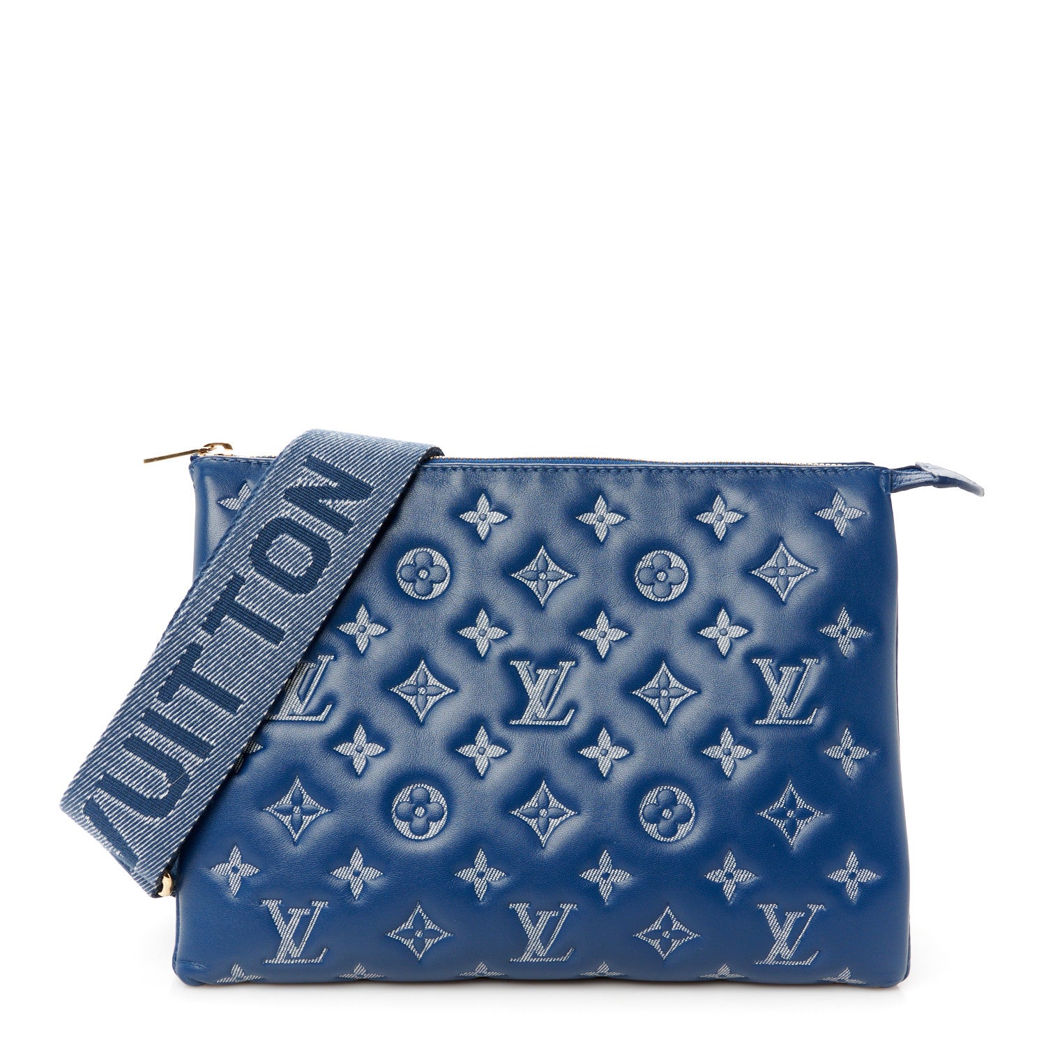 Louis Vuitton Lambskin Embossed Monogram Coussin PM Denim Blue 1 of 12