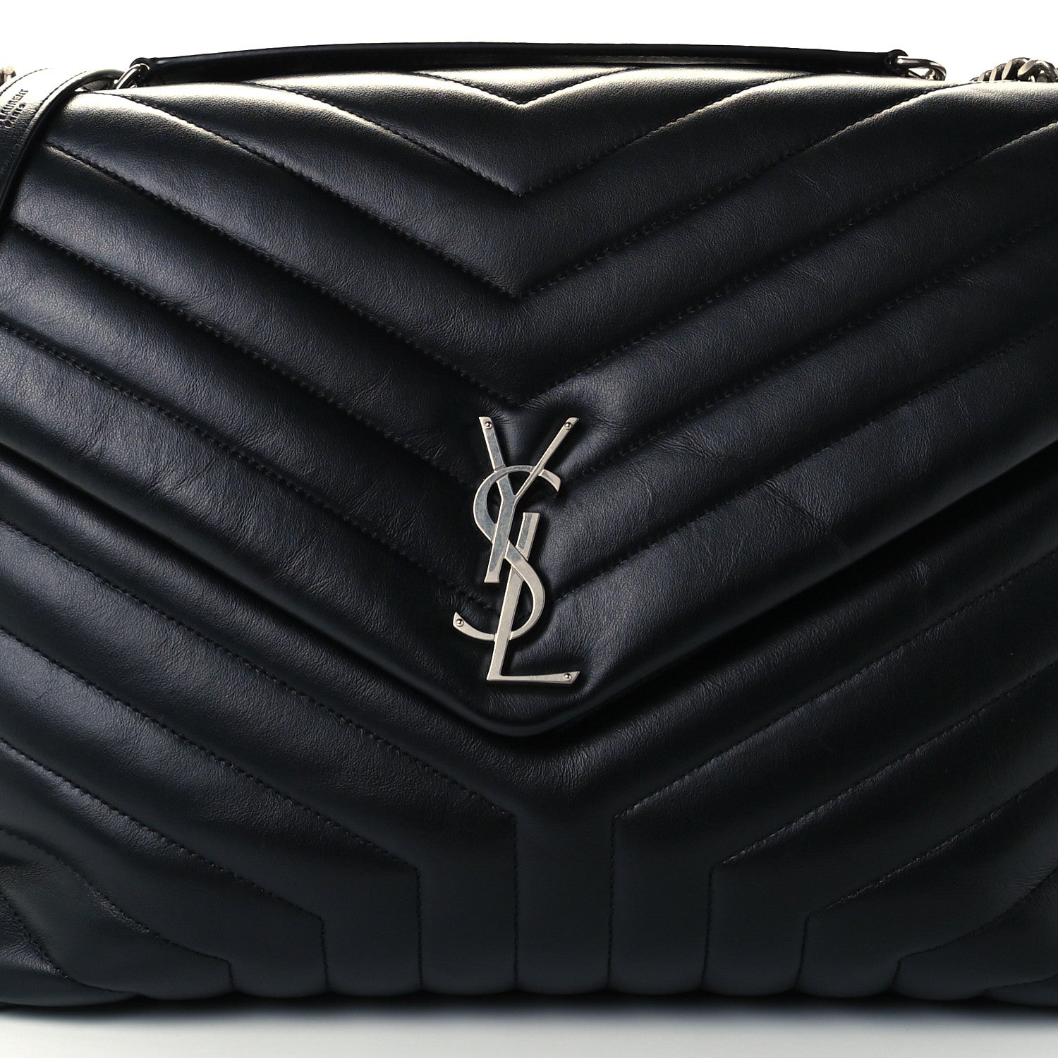 Saint Laurent Calfskin Y Quilted Monogram Large Loulou Chain Satchel Black 9 of 11